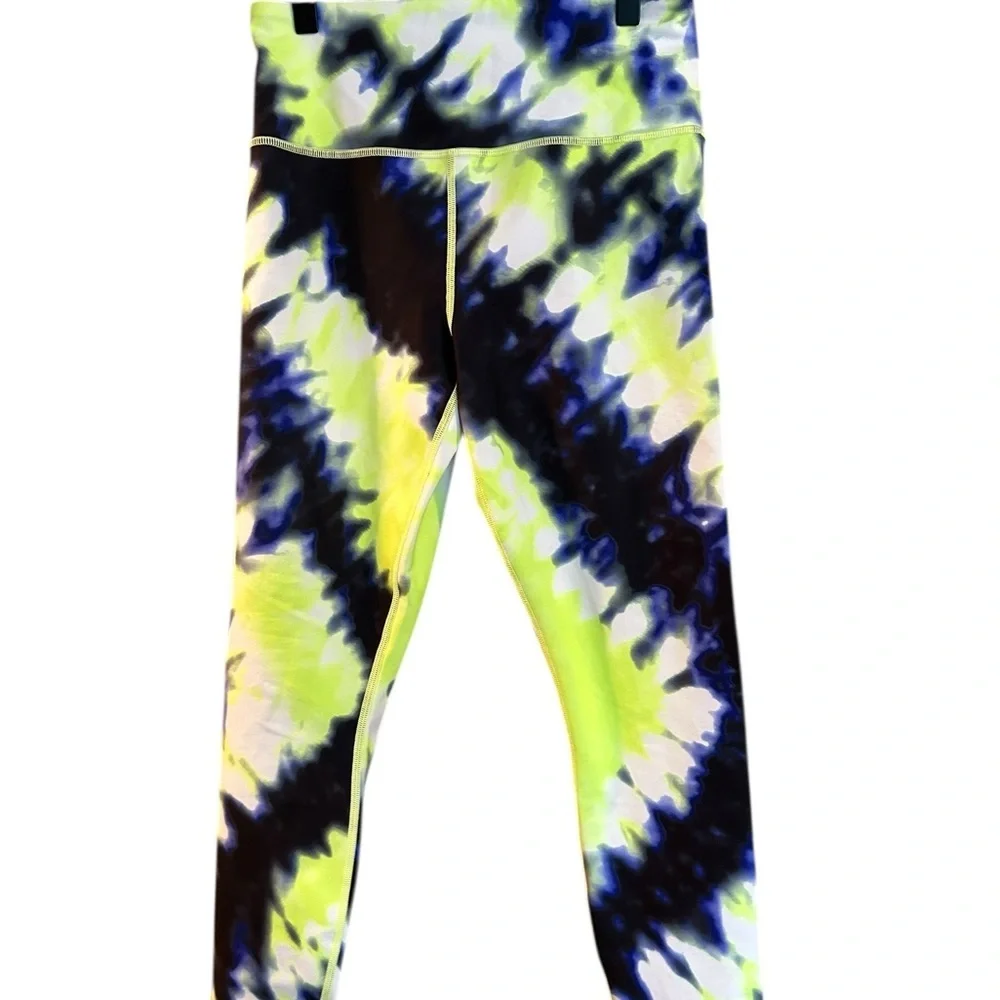 Athleta Elation 7/8 Leggings Small Tie Dye Blue Green High Rise Yoga